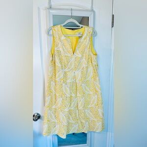 LOFT Yellow and White Sleeveless Dress